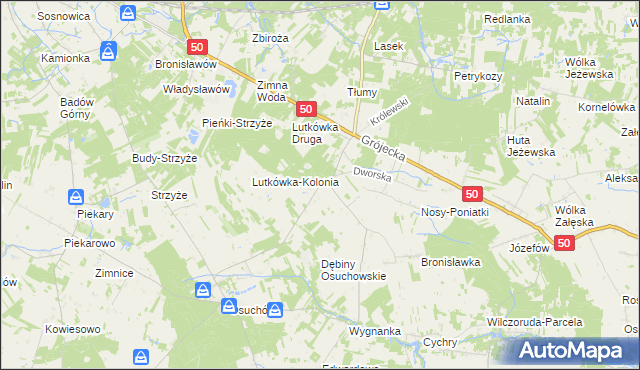 mapa Lutkówka gmina Mszczonów, Lutkówka gmina Mszczonów na mapie Targeo