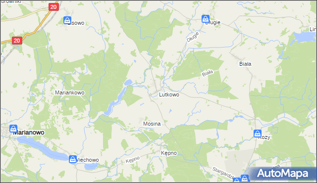 mapa Lutkowo gmina Dobrzany, Lutkowo gmina Dobrzany na mapie Targeo