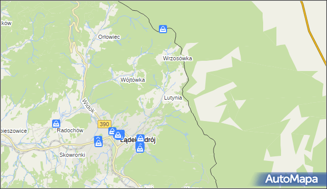 mapa Lutynia gmina Lądek-Zdrój, Lutynia gmina Lądek-Zdrój na mapie Targeo