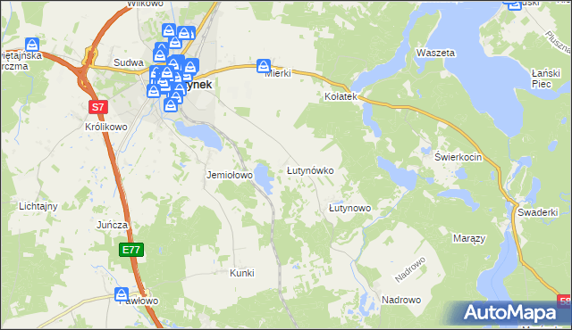 mapa Łutynówko, Łutynówko na mapie Targeo