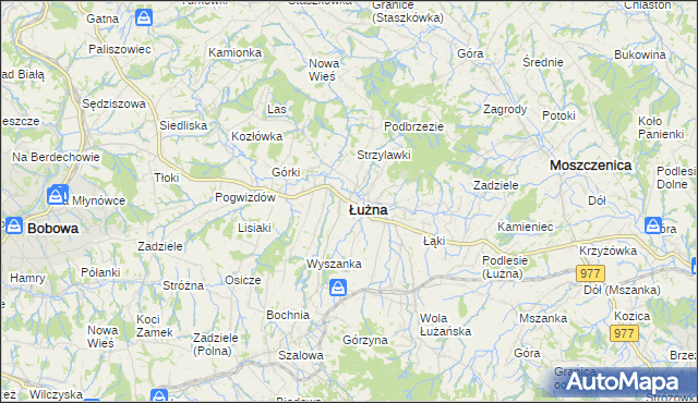 mapa Łużna, Łużna na mapie Targeo