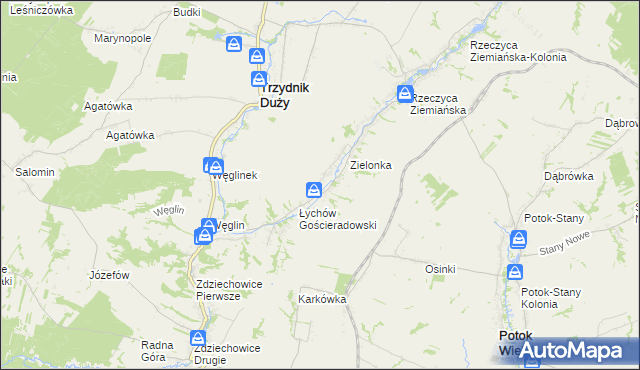 mapa Łychów Szlachecki, Łychów Szlachecki na mapie Targeo