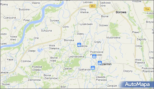 mapa Łysaków gmina Czermin, Łysaków gmina Czermin na mapie Targeo