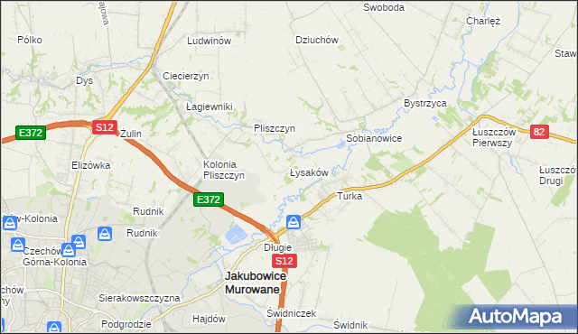 mapa Łysaków gmina Wólka, Łysaków gmina Wólka na mapie Targeo