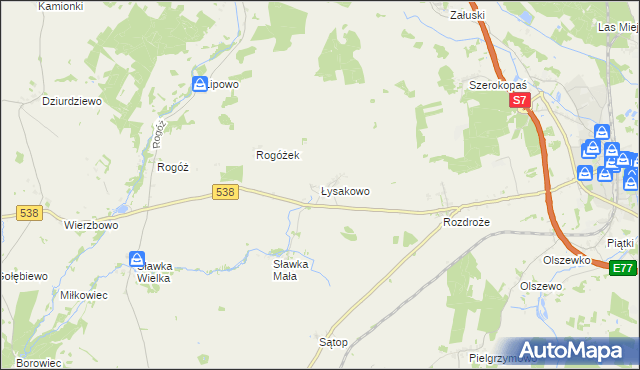 mapa Łysakowo gmina Nidzica, Łysakowo gmina Nidzica na mapie Targeo
