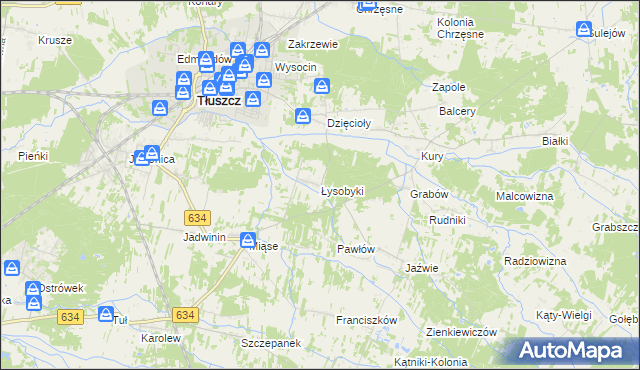 mapa Łysobyki, Łysobyki na mapie Targeo