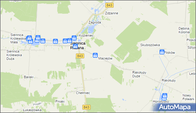 mapa Maciejów gmina Siennica Różana, Maciejów gmina Siennica Różana na mapie Targeo