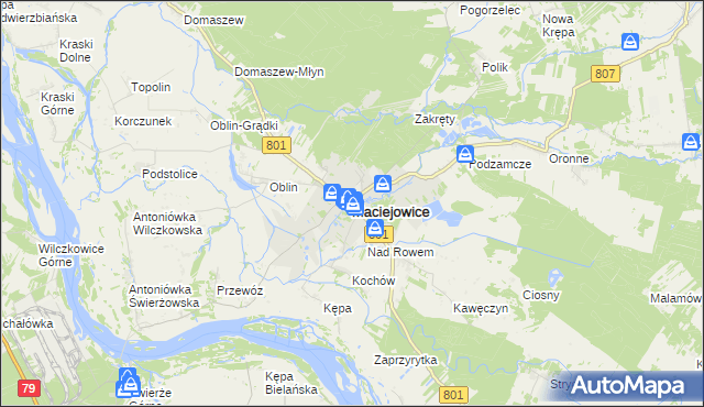 mapa Maciejowice powiat garwoliński, Maciejowice powiat garwoliński na mapie Targeo