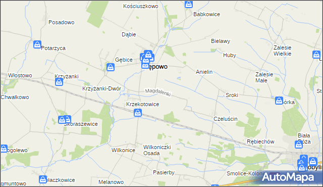 mapa Magdalenki gmina Pępowo, Magdalenki gmina Pępowo na mapie Targeo