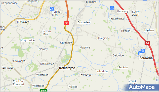 mapa Magnice, Magnice na mapie Targeo