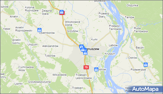 mapa Magnuszew, Magnuszew na mapie Targeo