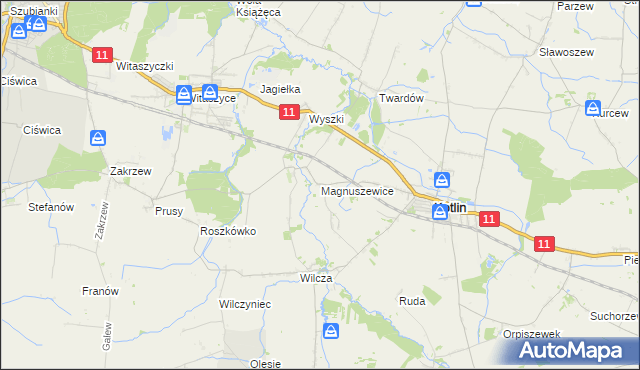 mapa Magnuszewice, Magnuszewice na mapie Targeo