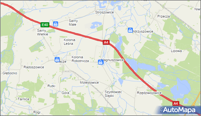 mapa Magnuszowice, Magnuszowice na mapie Targeo