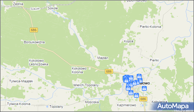 mapa Majdan gmina Michałowo, Majdan gmina Michałowo na mapie Targeo