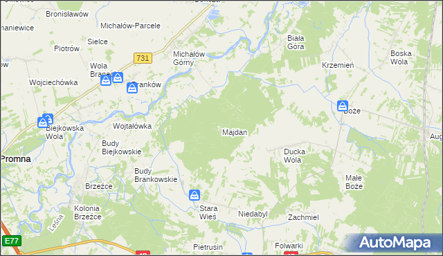 mapa Majdan gmina Stromiec, Majdan gmina Stromiec na mapie Targeo