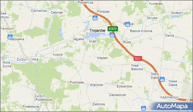 mapa Majdan gmina Trojanów, Majdan gmina Trojanów na mapie Targeo