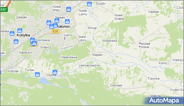 mapa Majdan gmina Wołomin, Majdan gmina Wołomin na mapie Targeo