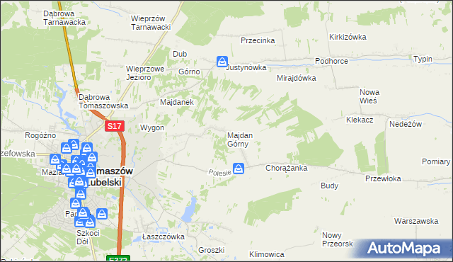 mapa Majdan Górny, Majdan Górny na mapie Targeo