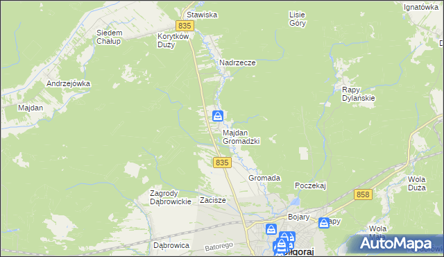 mapa Majdan Gromadzki, Majdan Gromadzki na mapie Targeo