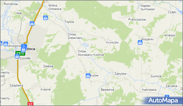 mapa Majdan Krynicki gmina Izbica, Majdan Krynicki gmina Izbica na mapie Targeo