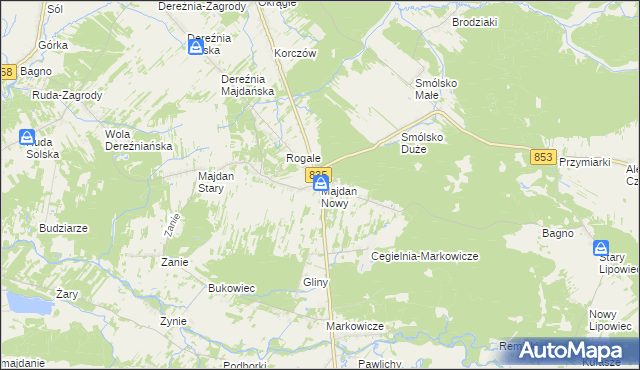 mapa Majdan Nowy, Majdan Nowy na mapie Targeo