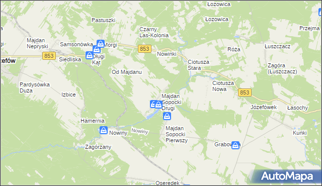 mapa Majdan Sopocki Drugi, Majdan Sopocki Drugi na mapie Targeo