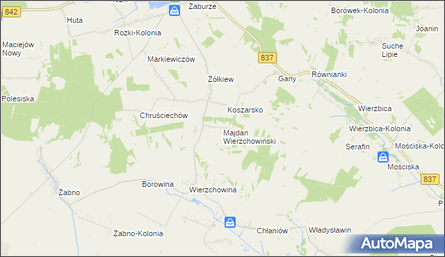 mapa Majdan Wierzchowiński, Majdan Wierzchowiński na mapie Targeo