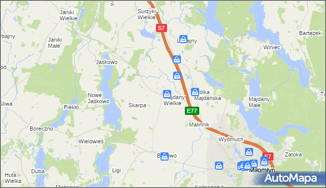 mapa Majdany Wielkie, Majdany Wielkie na mapie Targeo