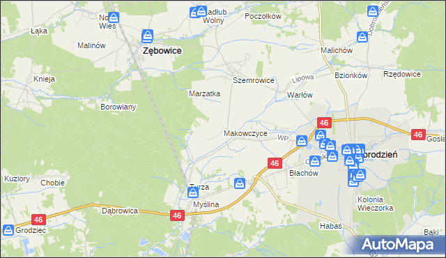 mapa Makowczyce, Makowczyce na mapie Targeo