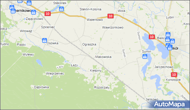 mapa Makowiska gmina Czernikowo, Makowiska gmina Czernikowo na mapie Targeo