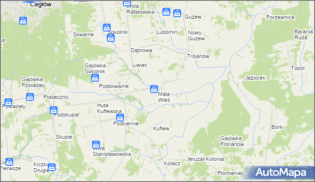 mapa Mała Wieś gmina Mrozy, Mała Wieś gmina Mrozy na mapie Targeo