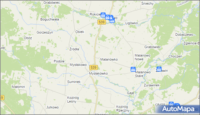 mapa Malanówko, Malanówko na mapie Targeo