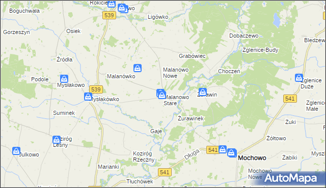 mapa Malanowo Stare, Malanowo Stare na mapie Targeo