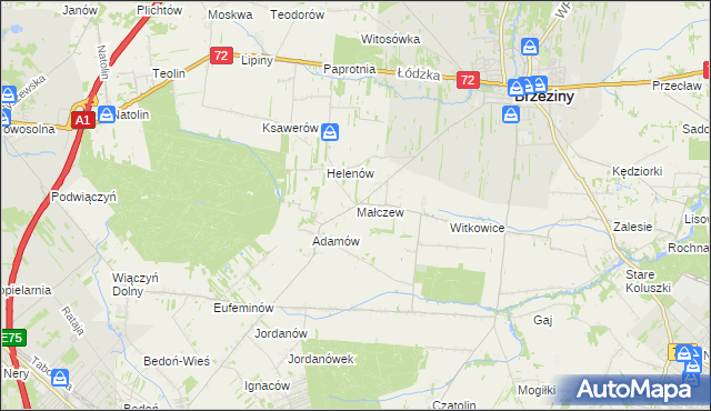 mapa Małczew, Małczew na mapie Targeo