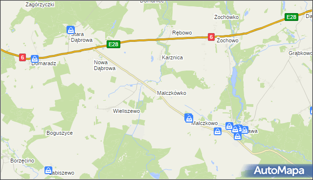 mapa Malczkówko, Malczkówko na mapie Targeo