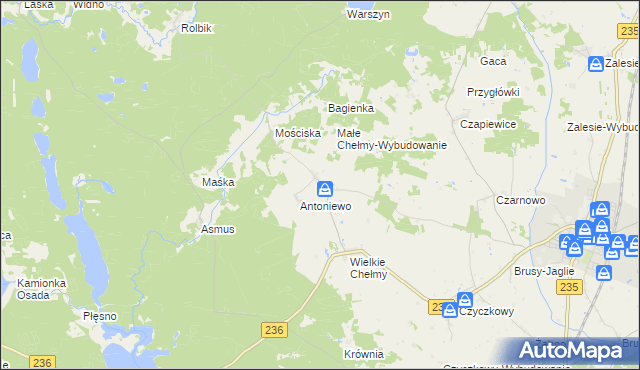 mapa Małe Chełmy, Małe Chełmy na mapie Targeo