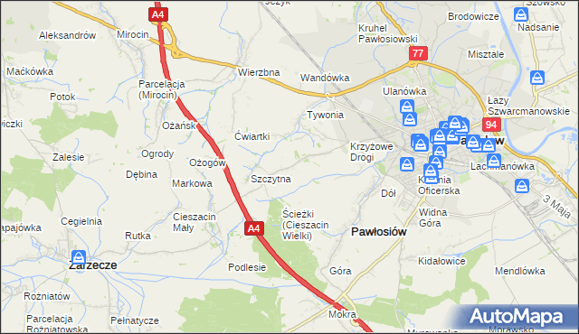 mapa Maleniska gmina Pawłosiów, Maleniska gmina Pawłosiów na mapie Targeo