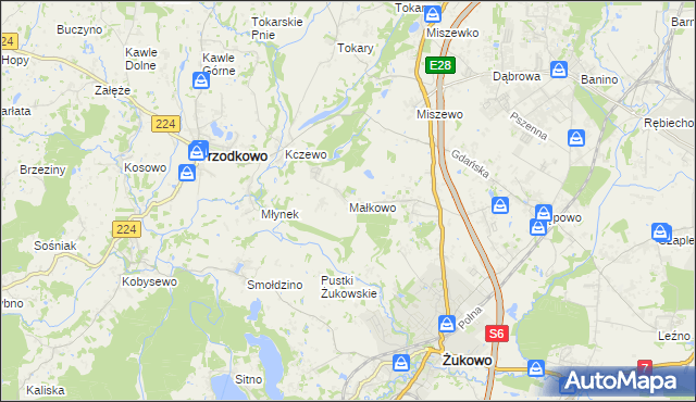 mapa Małkowo, Małkowo na mapie Targeo