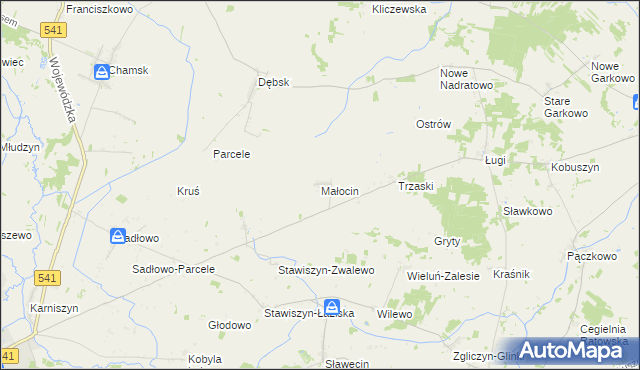 mapa Małocin gmina Bieżuń, Małocin gmina Bieżuń na mapie Targeo