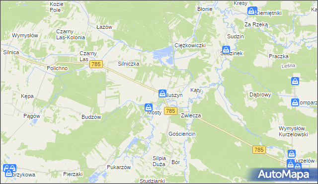 mapa Maluszyn gmina Żytno, Maluszyn gmina Żytno na mapie Targeo
