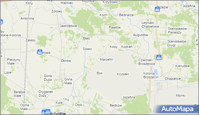 mapa Marcelin gmina Rząśnia, Marcelin gmina Rząśnia na mapie Targeo