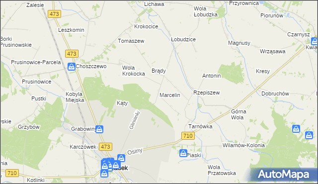 mapa Marcelin gmina Szadek, Marcelin gmina Szadek na mapie Targeo