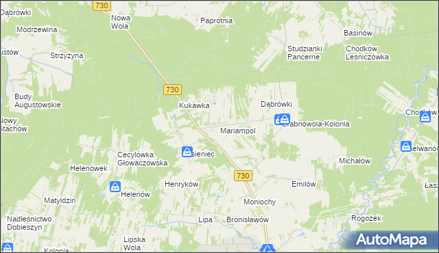 mapa Mariampol gmina Głowaczów, Mariampol gmina Głowaczów na mapie Targeo