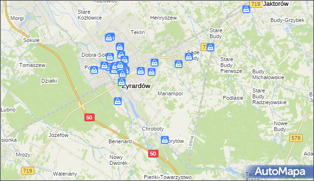 mapa Mariampol gmina Jaktorów, Mariampol gmina Jaktorów na mapie Targeo