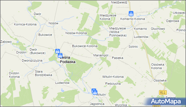 mapa Mariampol gmina Leśna Podlaska, Mariampol gmina Leśna Podlaska na mapie Targeo