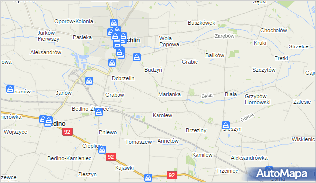 mapa Marianka gmina Żychlin, Marianka gmina Żychlin na mapie Targeo