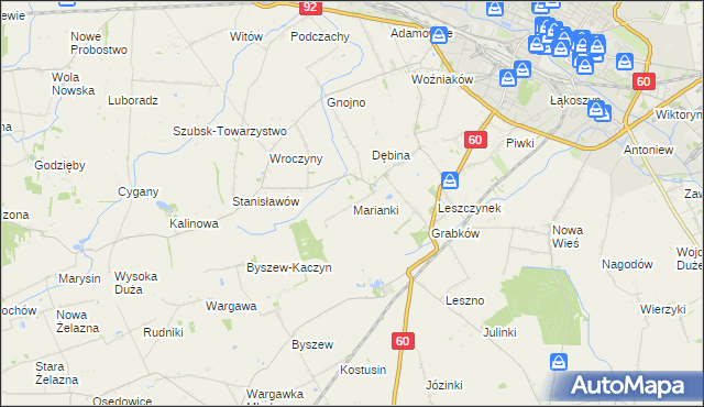 mapa Marianki gmina Kutno, Marianki gmina Kutno na mapie Targeo
