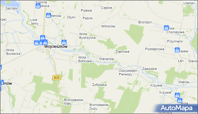 mapa Marianów gmina Wojcieszków, Marianów gmina Wojcieszków na mapie Targeo