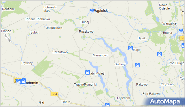 mapa Marianowo gmina Brzuze, Marianowo gmina Brzuze na mapie Targeo