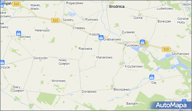 mapa Marianowo gmina Śrem, Marianowo gmina Śrem na mapie Targeo